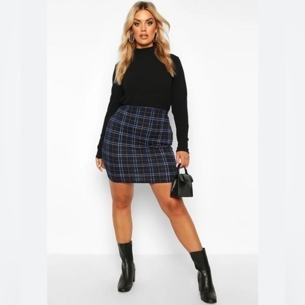 NEW Banana Republic navy checkered lined mini skirt size 8